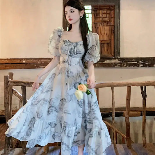 Ink Printed Waist-Length Dress for Women