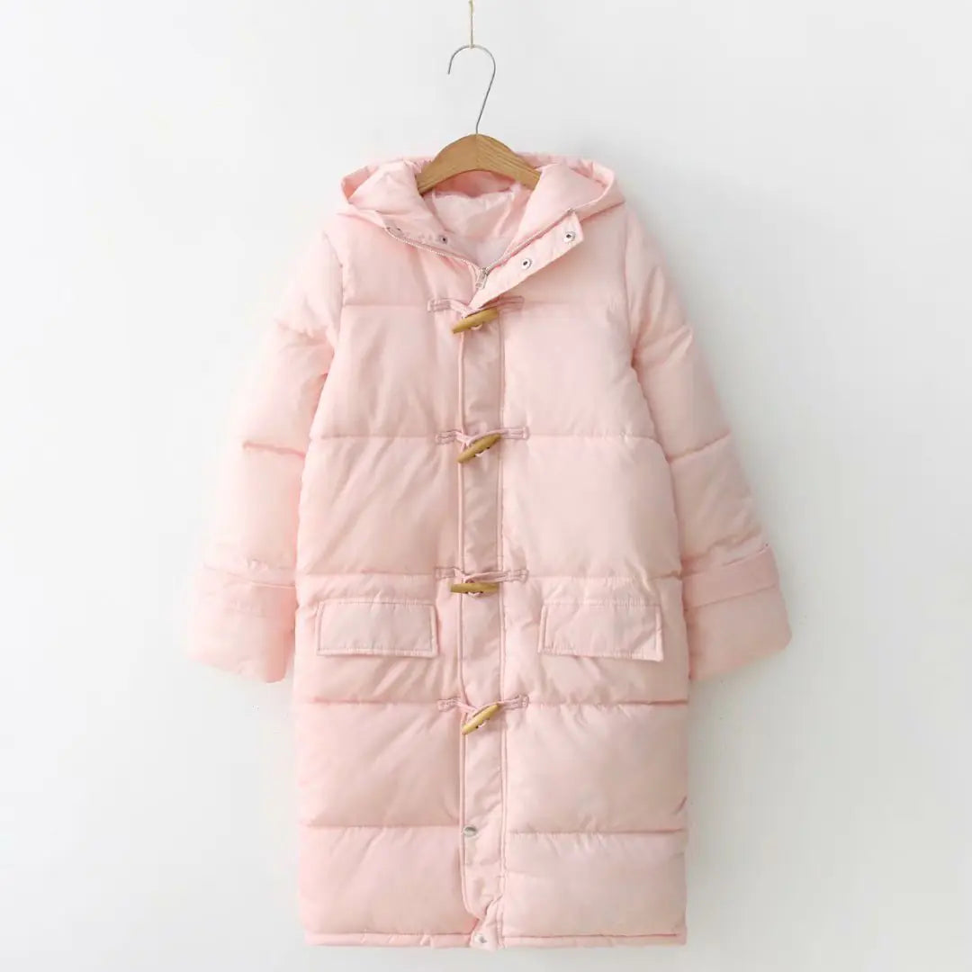 Women's Long Thick Winter Coat with Horn Button