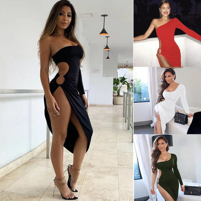 2020 Amazon Cross-Border Long Sleeve Cutout Dress