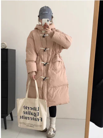 Women's Long Thick Winter Coat with Horn Button