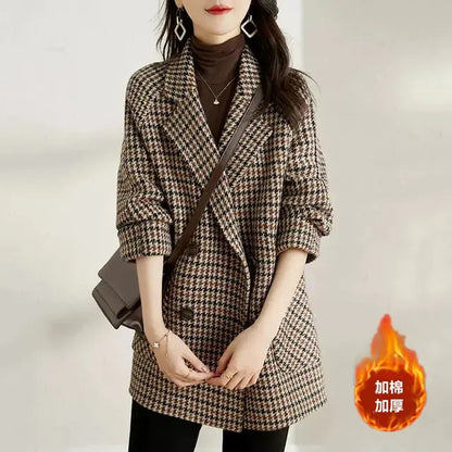 High-End Wool Mid-Length Suit Sweater Jacket for Women