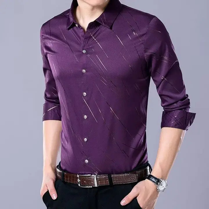 Slim Fit Long Sleeve Casual Shirt for Men