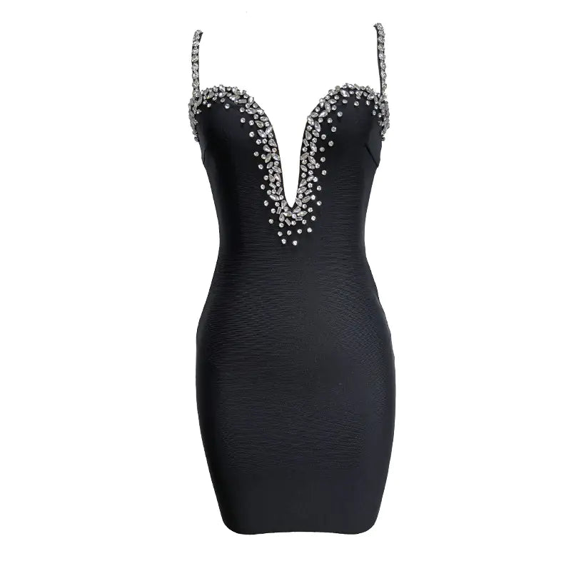 Black Diamond Elastic Slim Fitting Bandage Dress