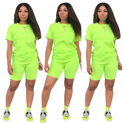 Round Neck Short Sleeve Slim Fit Sports Set (2 Pieces)