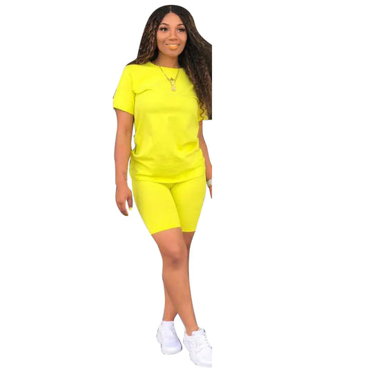 Round Neck Short Sleeve Slim Fit Sports Set (2 Pieces)