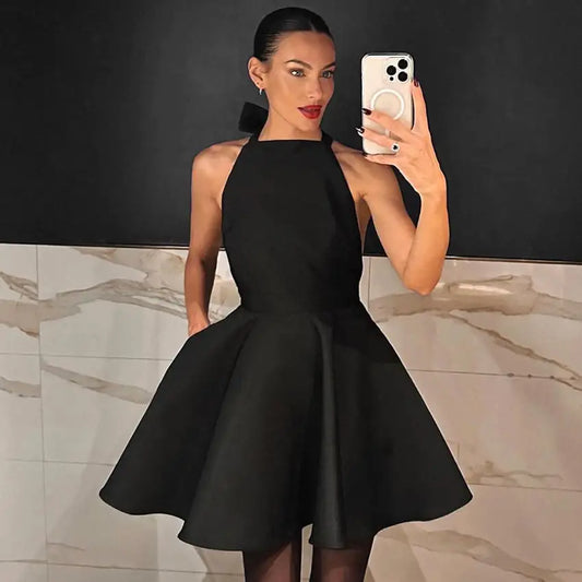 Black High Waist Sleeveless Skirt for Women Fashion