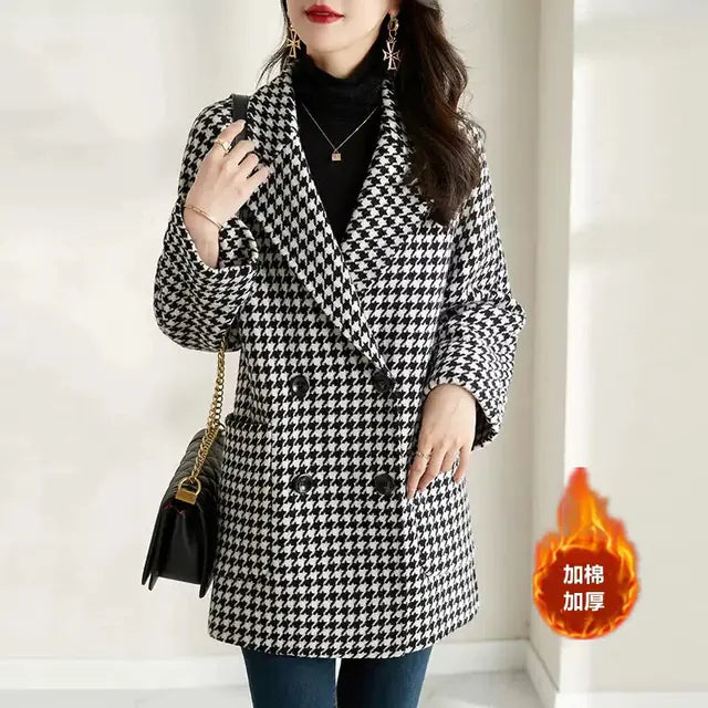High-End Wool Mid-Length Suit Sweater Jacket for Women