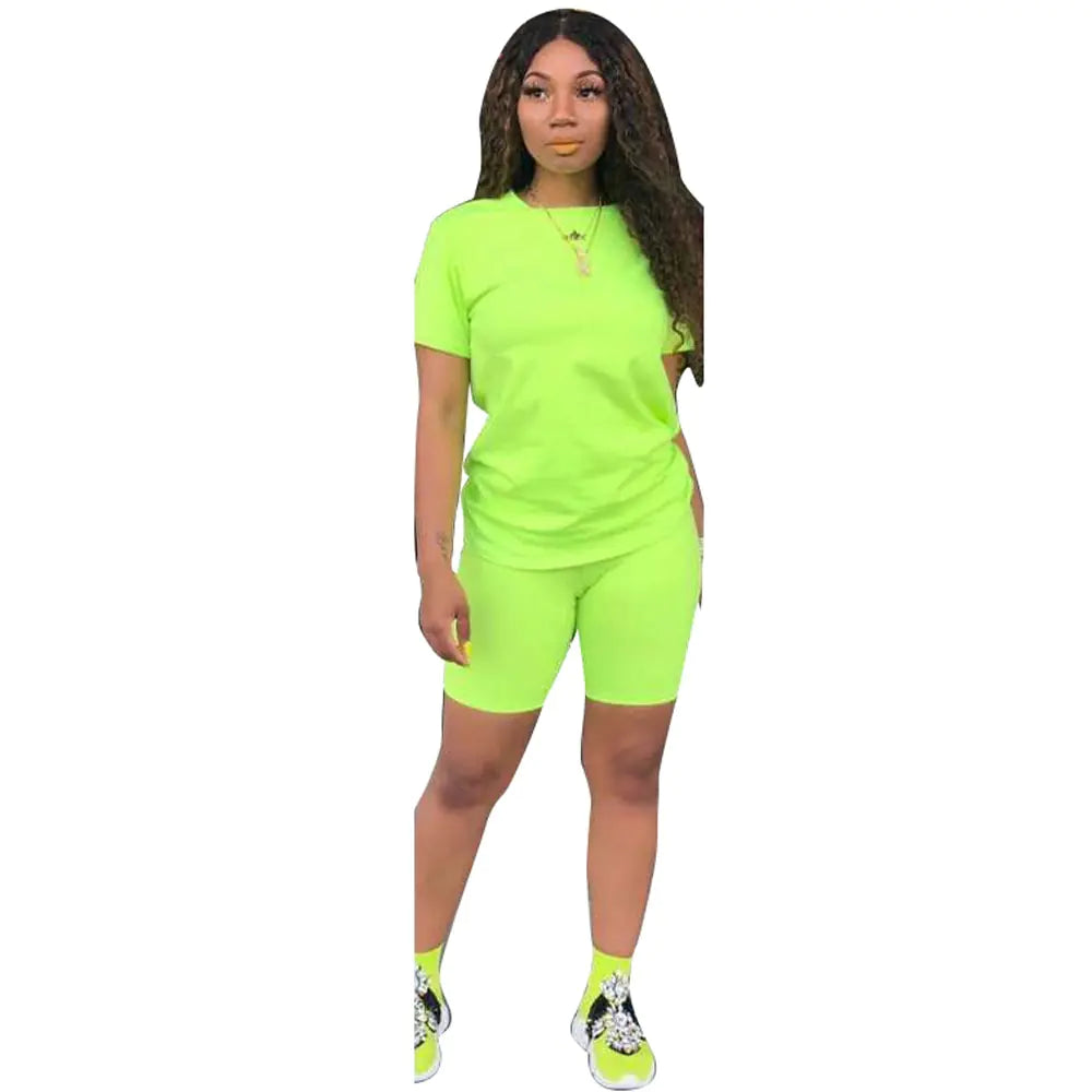 Round Neck Short Sleeve Slim Fit Sports Set (2 Pieces)