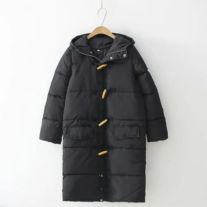 Women's Long Thick Winter Coat with Horn Button