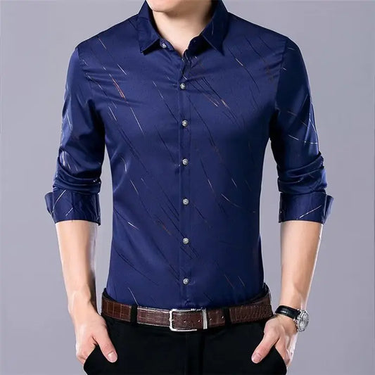 Slim Fit Long Sleeve Casual Shirt for Men