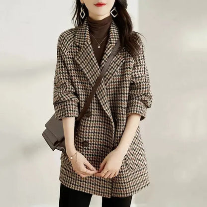 High-End Wool Mid-Length Suit Sweater Jacket for Women