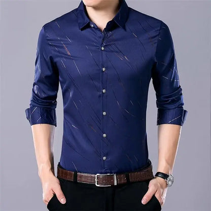 Slim Fit Long Sleeve Casual Shirt for Men