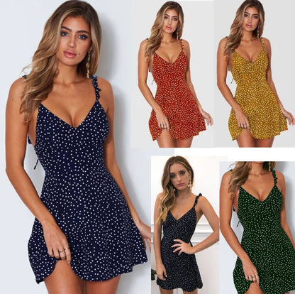 Bohemian Mini Dress with Heart Print and Cutouts