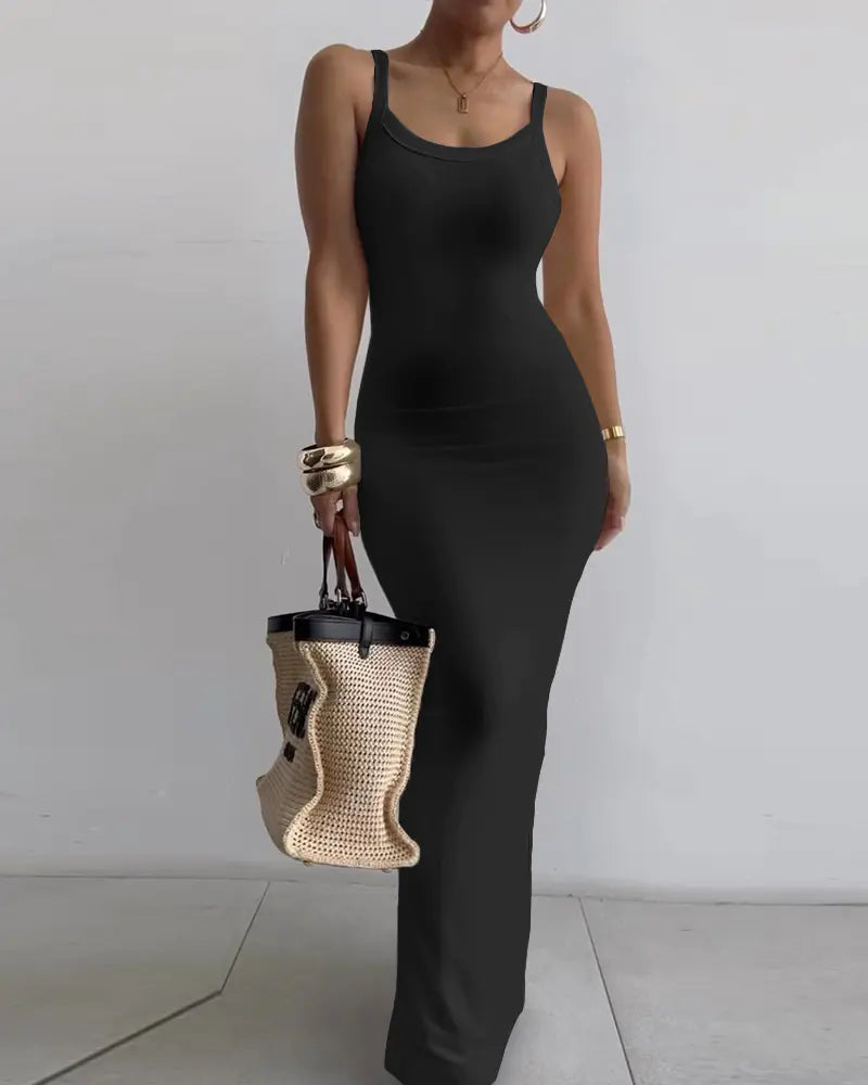 Women's White Slim Fit Skinny Long Suspender Dress